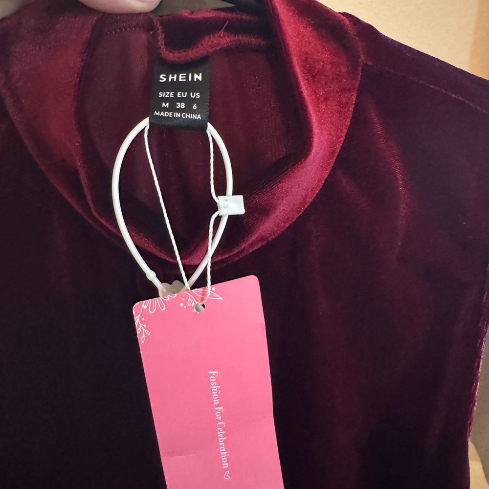 Shein Burgundy Velvet Top